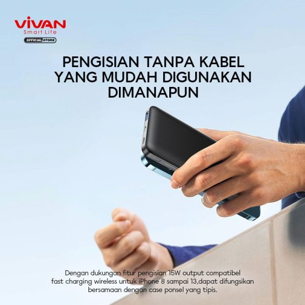 VIVAN Powerbank 10000 mAh VPB-W11 Wireless 3 Output Fast Charging 18W - Gambar 4