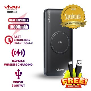 VIVAN Powerbank 10000 mAh VPB-W11 Wireless 3 Output Fast Charging 18W